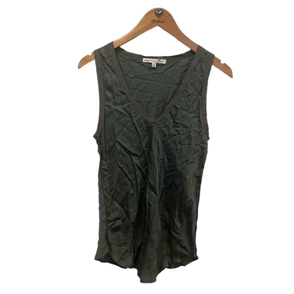 Young Fabulous & Broke Women's Green V-neck Tank Top‎ Satin Flowy small S